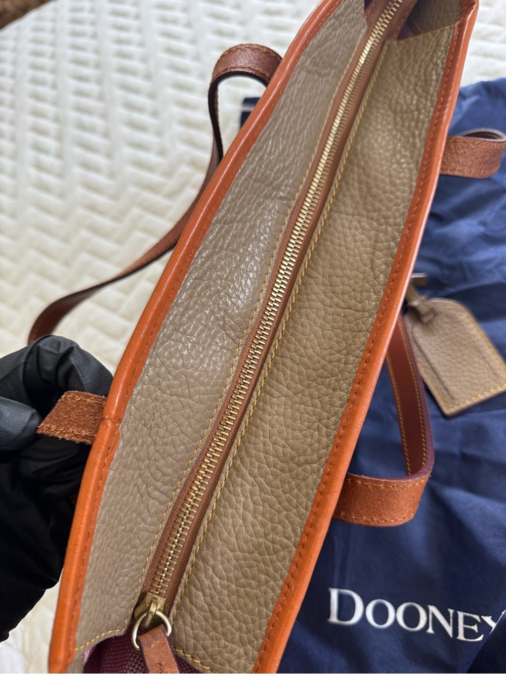Dooney & Bourke Pebble Grain Gray Brown Tan Tote Bag with Dustbag - Picture 16 of 16